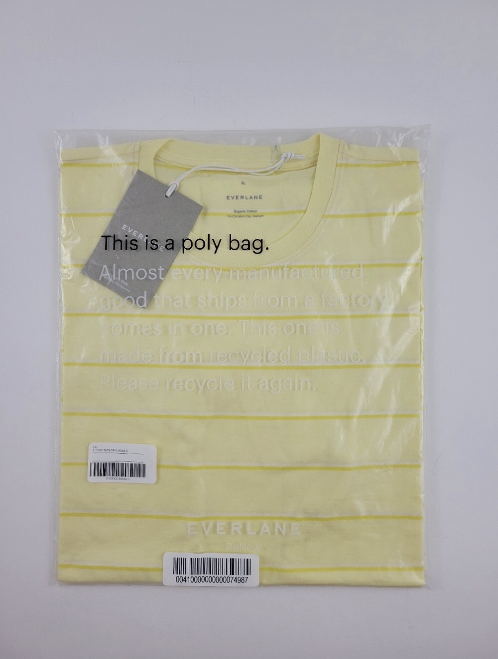 Everlane 100% Organic Cotton Light Yellow Striped Tee Crew Neck Top